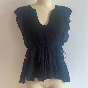 Free people fp one gauze boho summer top with built in bra and ties size small